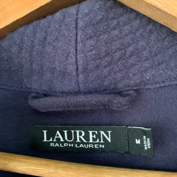 Ralph Lauren Blue Plush Robe with Shawl Collar and Tie Belt - Picture 5 of 5